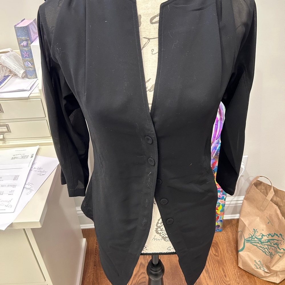 Byron Lars Size 2 Black Button Down With Open Bac… - image 5